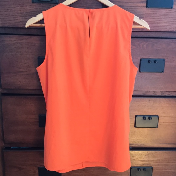 Banana Republic Polyester Semi Sheer Orange Keyhole Sleeveless Tank, Size Small - Picture 6 of 9
